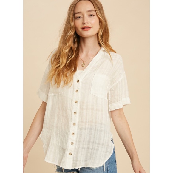Women’s Classy Relaxed Fit Linen Button Down Top Blouse Spring Tops - Picture 1 of 8